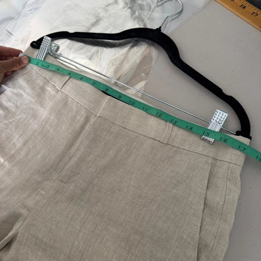 Banana Republic Avery Linen Pants Womens 8 Beige Straight Leg Trousers Neutral